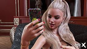 In the fashion business game, she shows her breasts to her new friend in episode 1 92