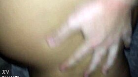 Cheating latina babe bent over, getting ass fucked hard by big white cock