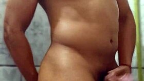 Gay Amateur Masturbates in Bathroom Solo Session