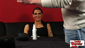 Femdom Babe Watches Loser Tug His Hard Cock Intensely