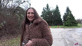 German scout discovers a freckled maid with big butt and boobs during anal casting session