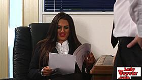 Naughty cfnm babe humiliates her sub with jerk off instructions