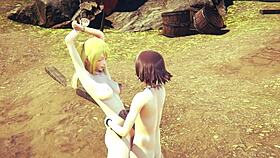 In Fairy Tail And One Piece Hentai, Lucy And Nami Engage In Lesbian Bisexual Threesome Sex.