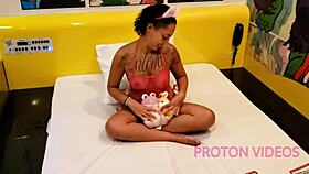 enjoying a wild blowjob and cowgirl ride with tattooed latina athena queen