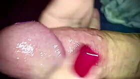 sexy hands stroking massive oiled cock in close-up homemade jerk