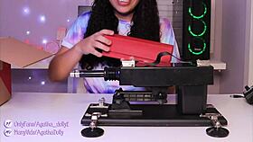 what’s it like unboxing my new sex machine? agatha dolly tests insane speeds on all fours!