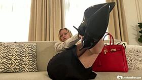 Bored Office Worker Teases in Lingerie on Camera