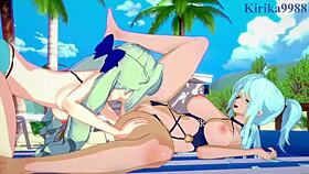 Saint-Germain and Cagliostro get wild with lesbian play and futanari sex in Symphogear hentai! 😍