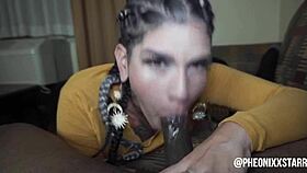 The blowjob queen from freak mob media slurps that monster cock until he cums on her face