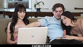 milf stepsisters hire it guy for laptop fix, pay with freeuse! 😜
