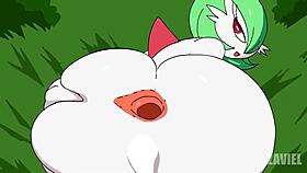 in the breeding session with gardevoir, her big tits bounce as the monster cock fills her ass with cum