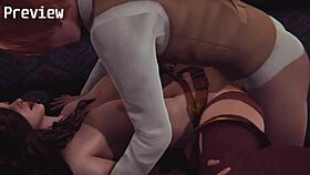 Yennefer engages in intense sex with big tits and ass in 3D Witcher game.