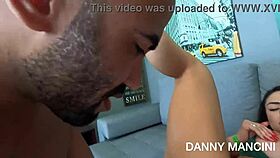 Bodybuilder with big tits enjoys hotel room by the sea