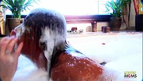 Blonde Cutie Moans Loudly as Cock Pounds Her Trimmed Pussy Bent Over in Bathtub