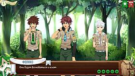 Game friends camp in forest with russian voices