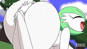 in the breeding session with gardevoir, her big tits bounce as the monster cock fills her ass with cum