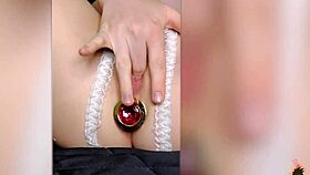 i sexy brunette masturbate with anal butt plug and fingering homemade