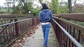 Housewife flashes her big ass in public humiliation