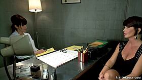 Huge Tits Milf Lesbian Gets Spanked in Bound Assfucking Bondage