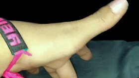 Masturbating pussy while watching porn movie