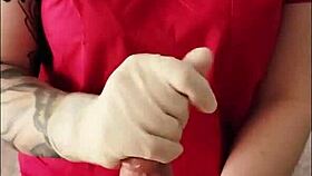 nurse masturbates with dildo on desk 😏