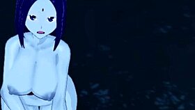 Raven gives joi and facial in dark forest