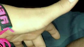 Masturbating pussy while watching porn movie