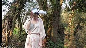 easter bunnies in leggings surprise with outdoor spanking and blowjobs