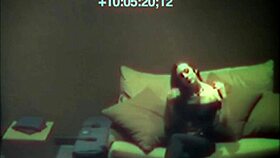 sexy babe teases with tight pussy fingering on the sofa. what’s she hiding from the camera?