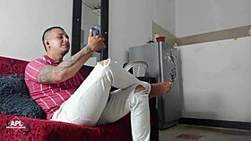 Stepmother shows new lingerie, gets complimented and fucked hard