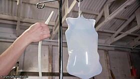 latex milf dominates with strapon, drilling redhead's tight anal hole