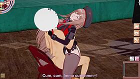 Rapi Nikke scene in Koikatsu game featuring characters with big features in 3D cartoon anime style.