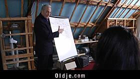 old teacher gives sex-classess to teen student, it's so hot