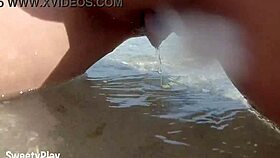 i, with my shaved pussy, pee on the public beach, oh no!