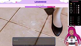 Vtuber lewdneko plays harem hotel part 25 in this cute solo session.