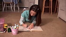 teen pokes crayon inside her tight little 18+ cunt, feeling every inch