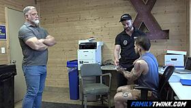 Familytwink disciplinary adjustment with fake cop and stepdad