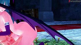 Hey, Morrigan is having hard sex in this Halloween special, see through outfit 😈