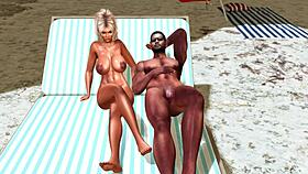 Little extra with big tits futanari slamming monster black cock in wild cartoon