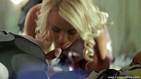 Blonde Sweetheart Receives Passionate Blowjob With Swallow