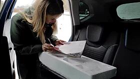 Slamming a trans doll hard in public car parking spot