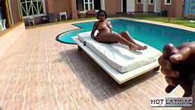 Hot Latin ebony Ana Luz rides hard with Tony Tigrao in steamy action.