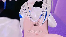 In VRChat, POV lap dance turns into wet blowjob and public fucking
