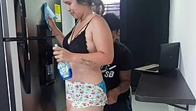 Fucking my stepsister in the kitchen