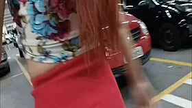 Wife in MARKET without PANTIES SHOWING OFF