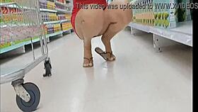 Wife in MARKET without PANTIES SHOWING OFF