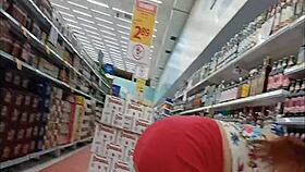 Wife in MARKET without PANTIES SHOWING OFF