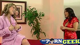 She's a tattooed pornstar with big tits getting rough double penetration in a group.