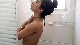 Tall latina sucking big cock shower?