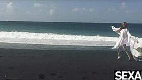 Hey, check out these two hot redheads licking and fingering each other to orgasm on the beach 😍